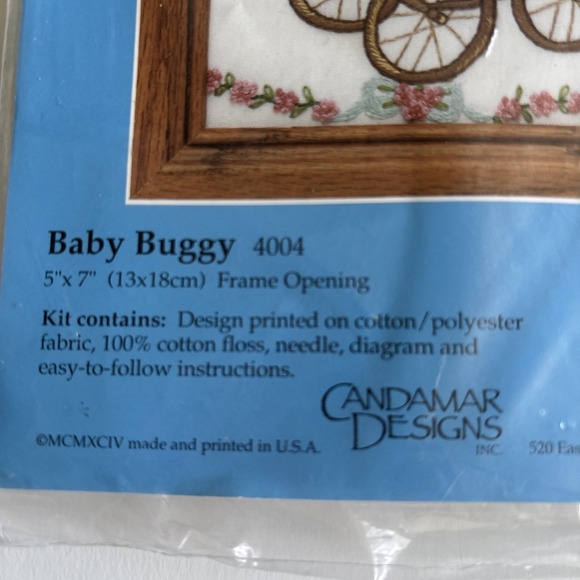 Baby Buggy and Teddy Bear Vintage‎ Embroidery Kit Candamar Designs #4004 NEW - Picture 2 of 4